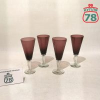 Рюмка марганцевое стекло винтаж СССР резьба / 4048