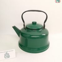Чайник СССР металлический эмалированный зелёный винтаж / 4075