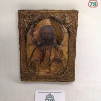 Икона старинная в окладе латунь / 4088