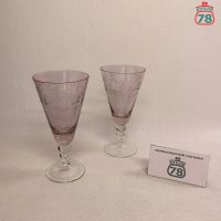 Бокалы розовое стекло 2 шт винтаж резьба / 4117