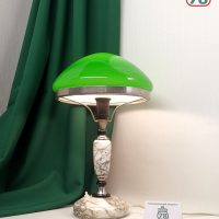 Лампа настольная СССР мрамор зелёный плафон / 4154